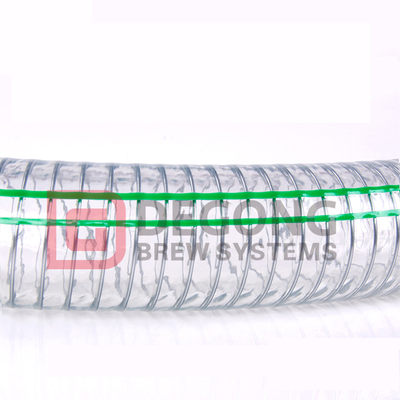 1,5″ livsmedelsklassad PVC spiral ståltrådsslang Sanitär PVC Transparent vingård sugslang med ståltråd spiral
